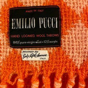 Vintage Rare 1960s Authentic Emilio Pucci Wool Blend Throw Hand Loomed Blanket